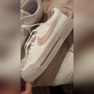 Nike Women's Cream and White Sneakers